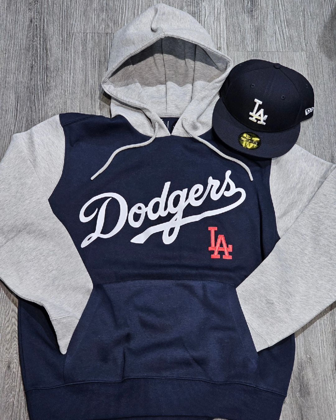 Two-tone Navy/gray Dodgers pullover hoodie