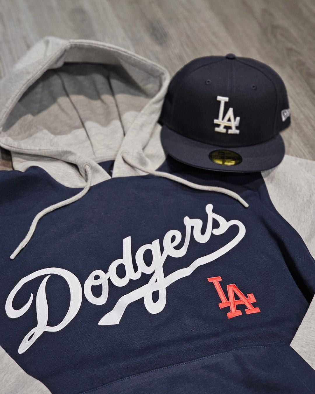 Two-tone Navy/gray Dodgers pullover hoodie