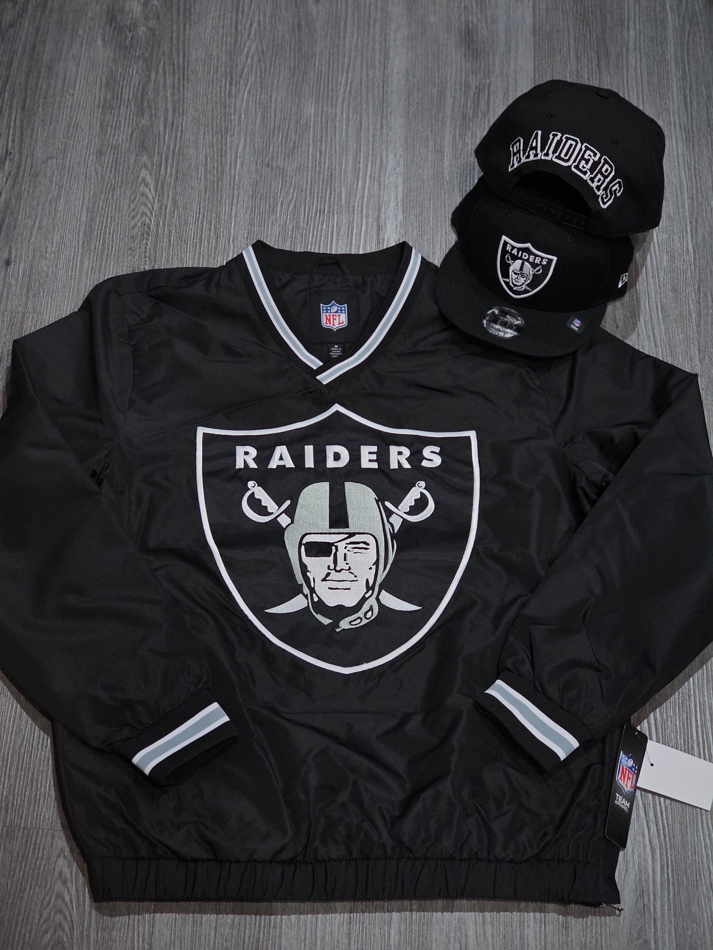 EMBROIDERED RAIDERS WINDBREAKER BIG LOGO FRONT JACKET