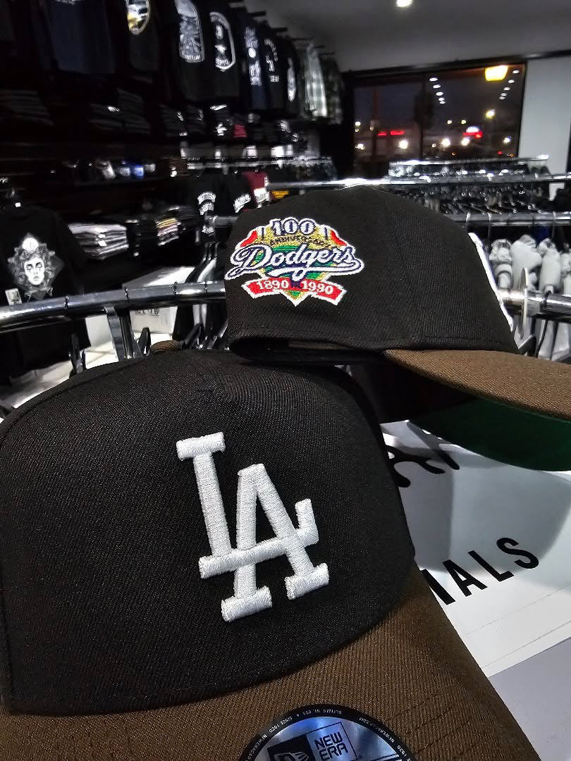 Los Angeles Dodgers Black & Brown 9FORTY A-Frame Snapback 100th Anniversary side patch