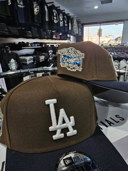 Los Angeles Dodgers Brown & Navy 9FORTY A-Frame Snapback 40th Anniversary side patch