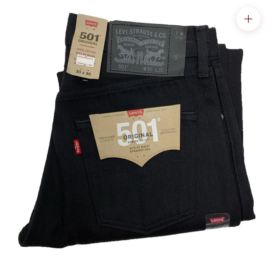 Levi’s Men’s 501 Original Shrink-to-fit Jeans (SOLID BLACK) DOUBLE BLACK