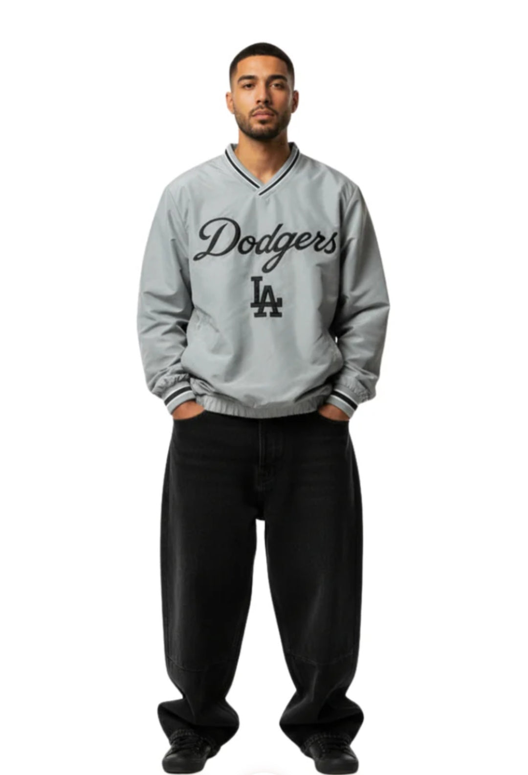 Los Angeles Dodgers Genuine Merchandise MLB Windbreaker Mens Jackets - Light Grey
