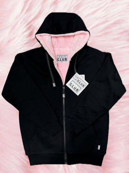 Pro Club Heavyweight Pile Full Zip Hoodie - Black/Pink  Hoodies only come (Extra Small) to Small to Large