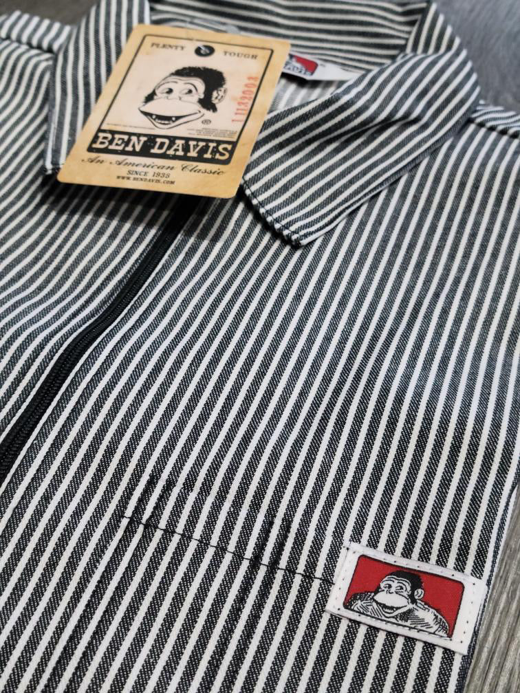 Ben Davis Short Sleeve BLACK STRIPED 1/2 Zip