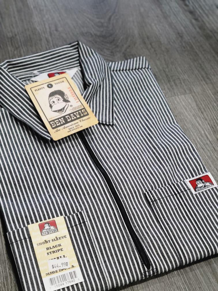 Ben Davis Short Sleeve BLACK STRIPED 1/2 Zip